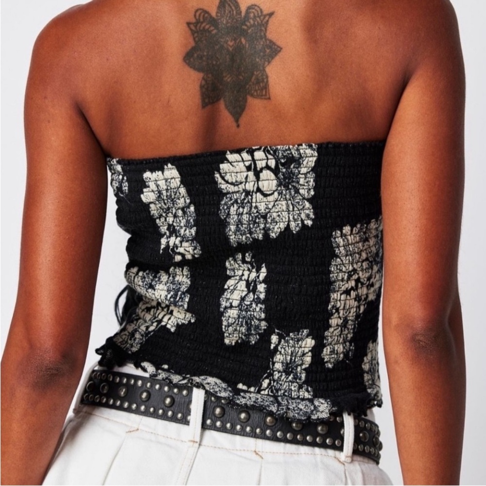 NWOT Free People floral cotton mesh tube top - L - Picture 2 of 6